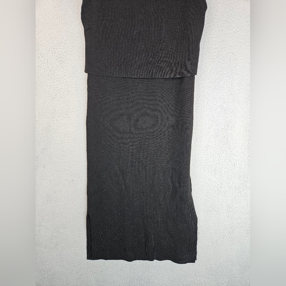 Ripe Womens Maternity Layered Nursing Flap Black Knit Dress Sz S Mock Neck Midi - Picture 7 of 11